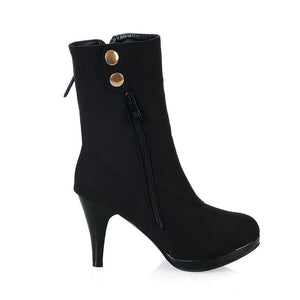 Women platform stiletto high heel side lace up zipper heeled booties