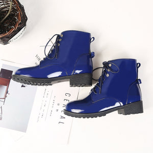 Women chunky heel platform lace up ankle boots