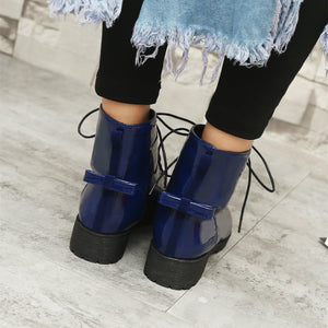 Women chunky heel platform lace up ankle boots