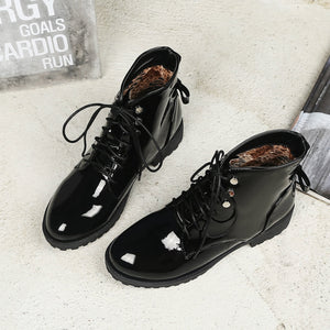 Women chunky heel platform lace up ankle boots