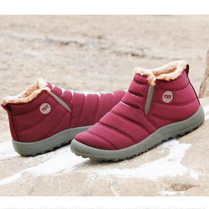 Antiskid Boots Fur Lined Low Heel Ankle High Snow Boots For Women - GetComfyShoes