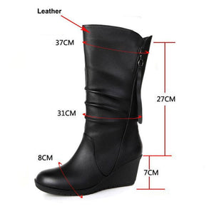 Black mid calf wedge boots winter boots for mom