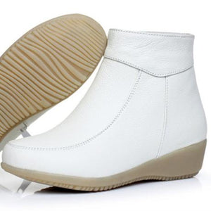 Women winter antiskid faux fur keep warm white booties