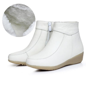 Women winter antiskid faux fur keep warm white booties
