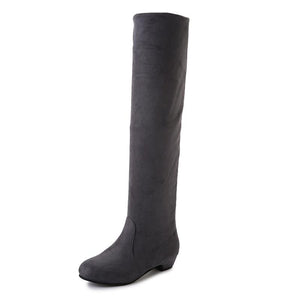 Women chunky low heel solid color over the knee boots