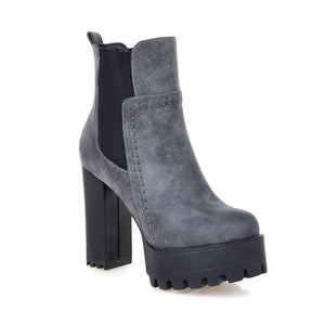 Women's high heeled platform chelsea boots