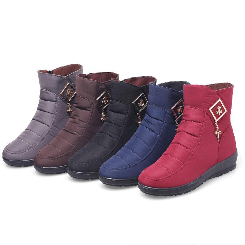 Women winter waterproof faux fur keep warm ankle snow boots