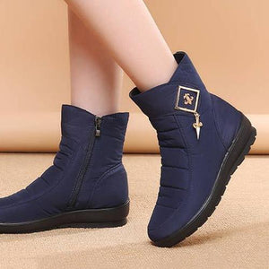 Women winter waterproof faux fur keep warm ankle snow boots