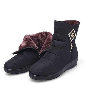 Women winter waterproof faux fur keep warm ankle snow boots