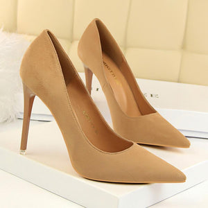 Women suede 4 inch heels stilettos high heel prom heels
