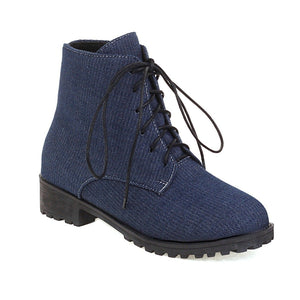 Women's lace-up ankle booties | Low heel combat boots