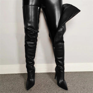 Women pointed toe stiletto heel side zipper over the knee boots