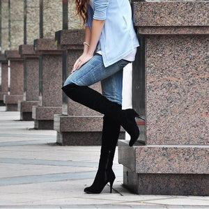 Women stiletto high heel solid color over the knee boots