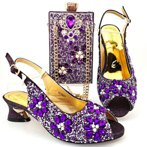 Women fashion sequin rhinestone flower peep toe slingback chunky heels