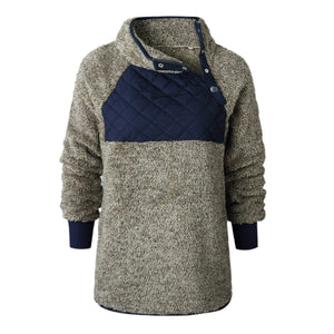 Women color block zipper long sleeve pullover fall winter sweatshirt