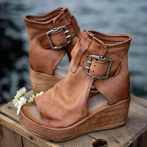 Women summer new fashion high top platform wedge boot sandals