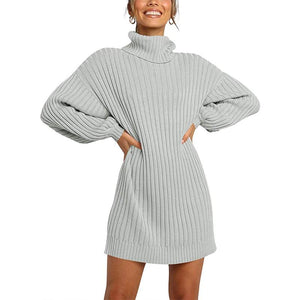 Women knit dressy long sleeve pullover turtleneck sweater