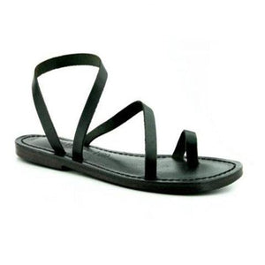 Fashion Toe Ring Flat Strappy Sandals For Women - GetComfyShoes