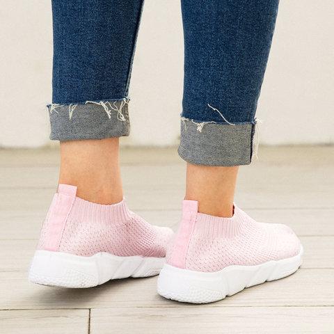 Women Shoes Breathable Mesh Sneakers Lady Plus Size Loafers - fashionshoeshouse