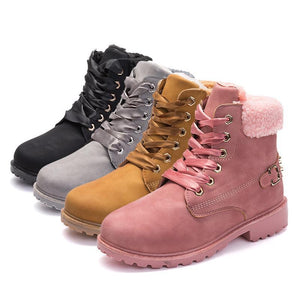 Lace up Solid Casual Ankle Boots - GetComfyShoes