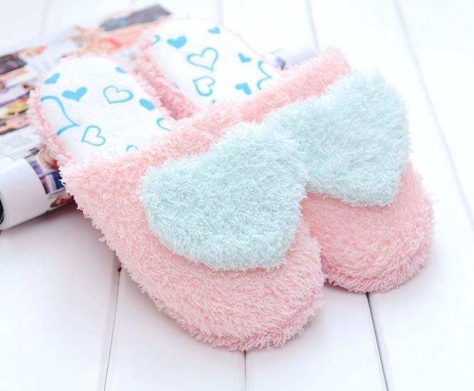 Women's cute heart slippers soft plush warm house shoes