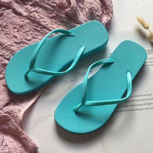 Women summer thick sole flip flop candy color beach sandals
