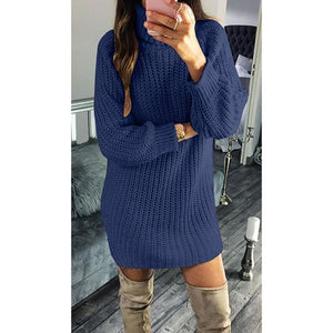 Women turtleneck dressy crochet knit long pullover sweater