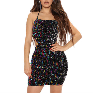 Sexy sequins sparkly backless bodycon mini dress | Nightclub party dress evening gowns