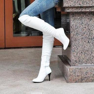 Women stiletto high heel pointed toe knight knee high boots