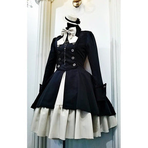 Vintage  Renaissance breasted large swing flounce mini dress | Long sleeves costume dress cosplay dress