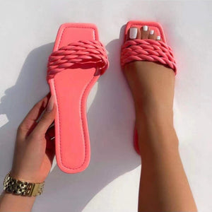 Women's woven open toe slides