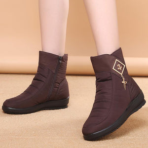 Women winter waterproof faux fur keep warm ankle snow boots