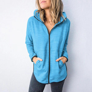 Women winter fall zip up sports hoodie sweatshirt