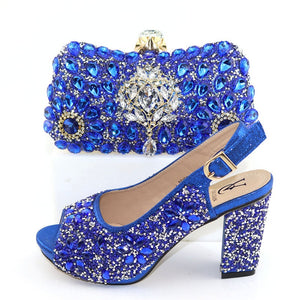 Rhinestone peep toe backstrap bridal heels with bag | Party banquet wedding dressy shoes