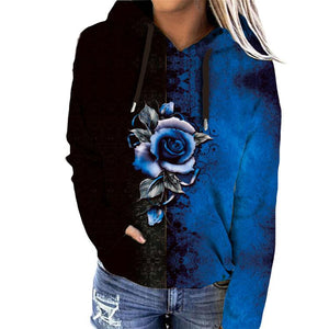 Women flower graphic color block pullover hoodie sweatshirt