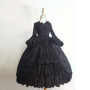 Female's Vintage Medieval Trumpet Sleeves Gothic Lace Up Dress | Renaissance Evening Gowns Bowknot Cosplay Dress