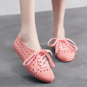 Women round toe summer hollow breathable flat lace up sandals