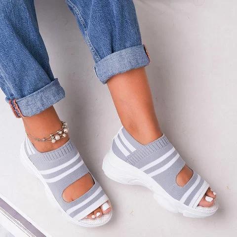 2019 Stylish Hollow Out Peep Toe Chunky Comfy Sandals