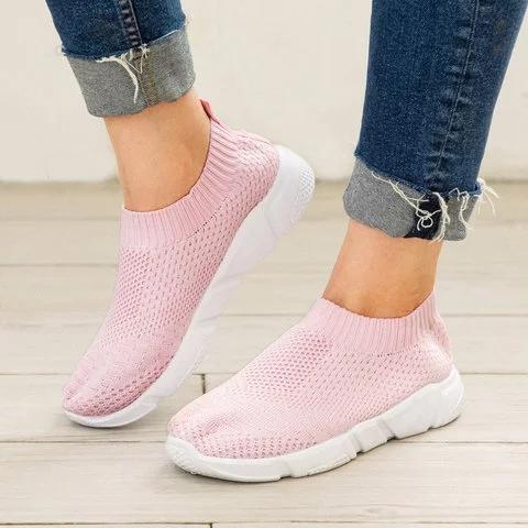 Women Shoes Breathable Mesh Sneakers Lady Plus Size Loafers - fashionshoeshouse