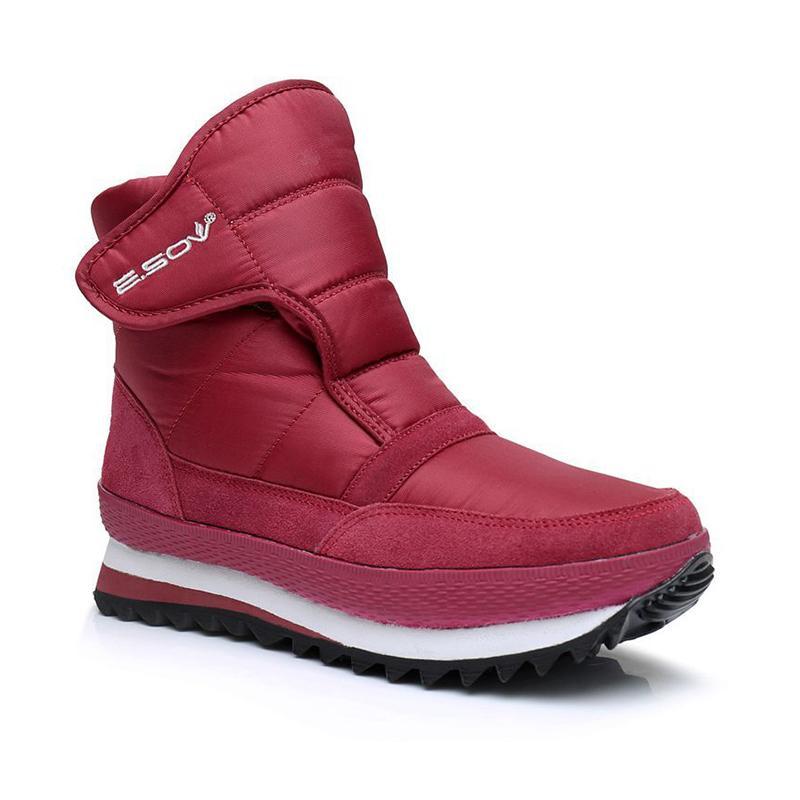 Hook Loop Waterproof Antiskid Fur Lining Snow Boots For Women - GetComfyShoes