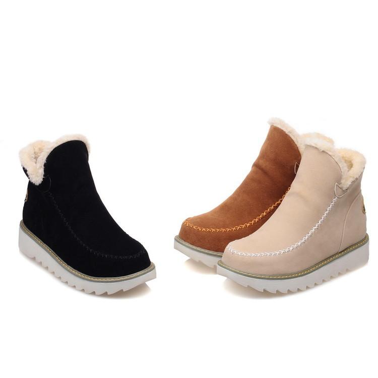 Ankle Boots Fur Lining Flat Heel Boots For Women - GetComfyShoes