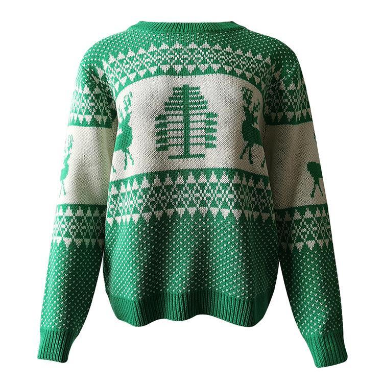 Crew Neck Pullover Christmas Sweater Womens - Getcomfyshoes