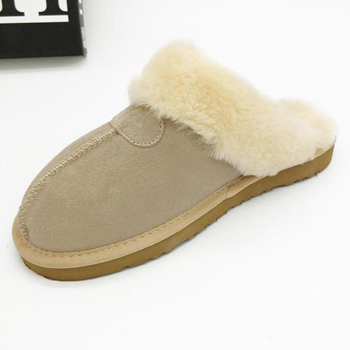 Women's winter closed toe faux fur slippers warm lining indoors shoes