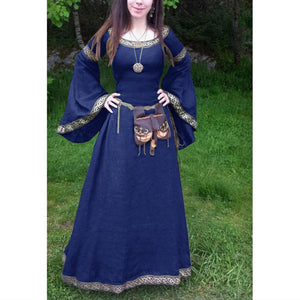 Female's Retro European Medieval Renaissance Trumpet Sleeves Large Swing Long Flare Dress