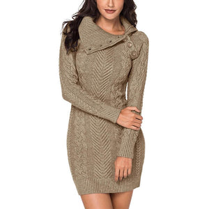 Women cable knit dressy turn-down neck pullover sweater