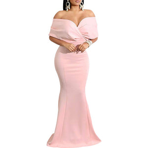 Sexy backless off the shoulder wrap maxi dress | evening gown fishtail maxi dress