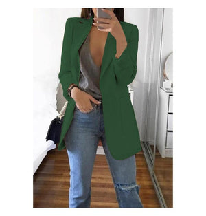 Women slim fit turn-down collar long sleeve business suit overcoat