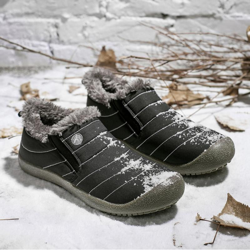 Big Size Unisex Waterproof Fur Lining Snow Boots - GetComfyShoes