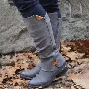Mid calf zipper boots Winter boots for women mid calf block heel boots