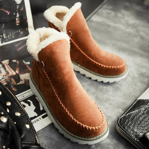 Ankle Boots Fur Lining Flat Heel Boots For Women - GetComfyShoes